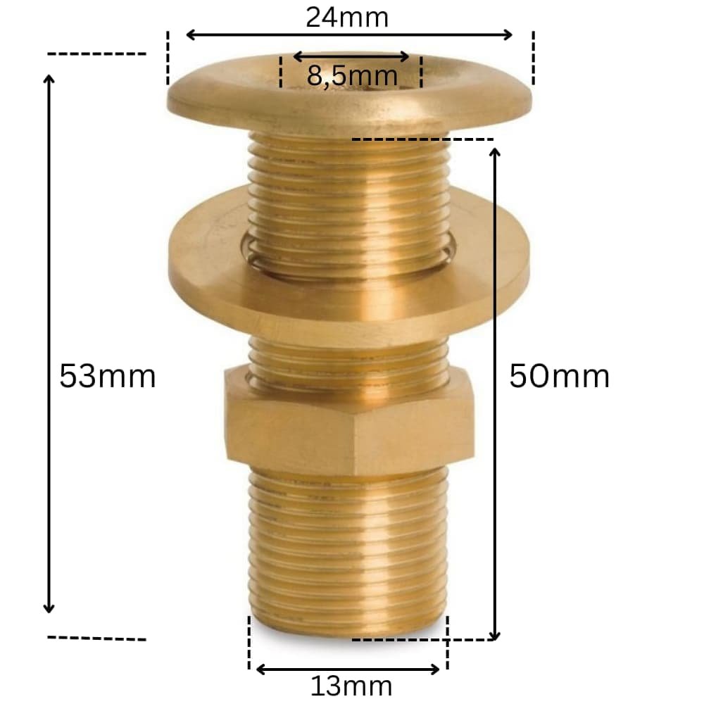 Threaded Fitting Brass Bulkhead Union 1/4" Male Thread-0