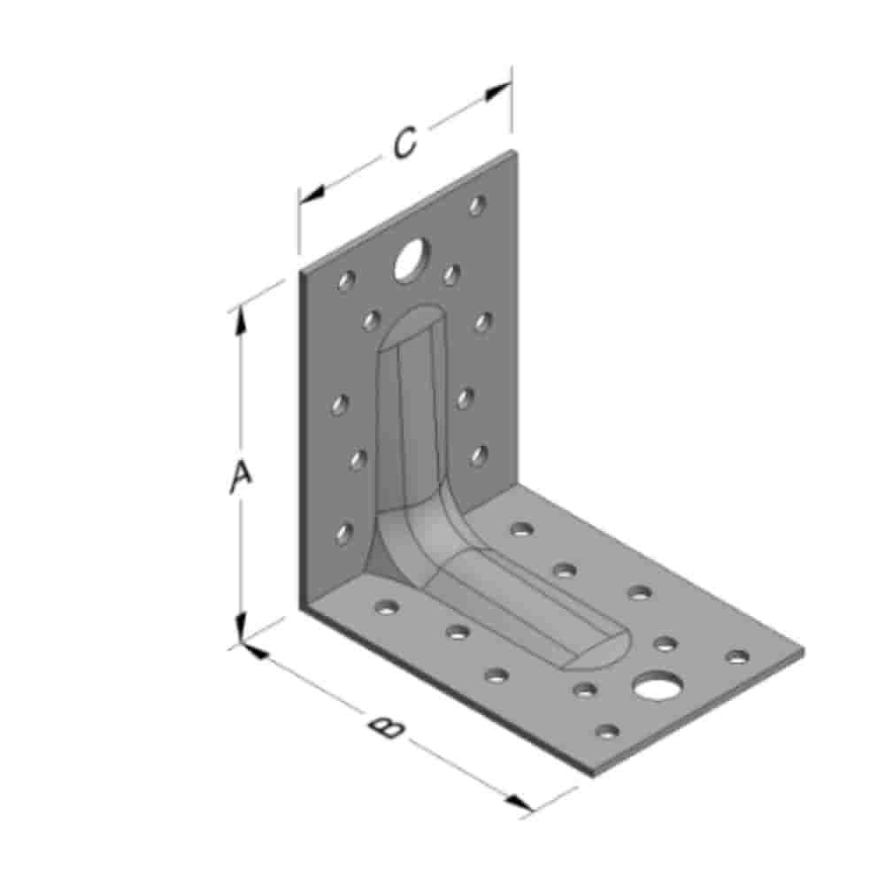 Angle connector 88 x 88 x 65 x 2 mm with rib-0