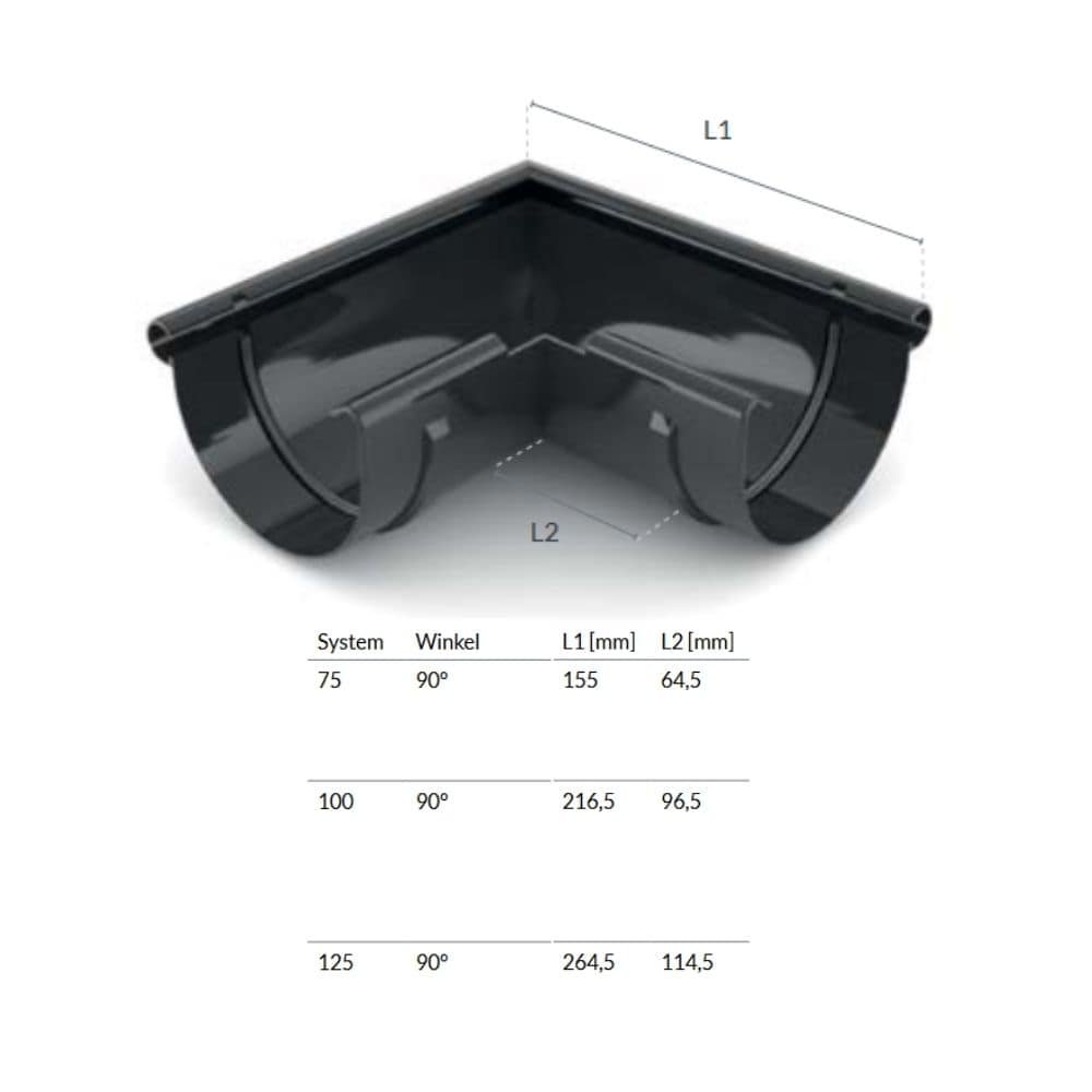 Corner Piece Outside 90° Brown System 75-0