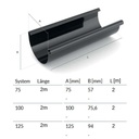 Rain Gutter 2m Graphite System 125-0