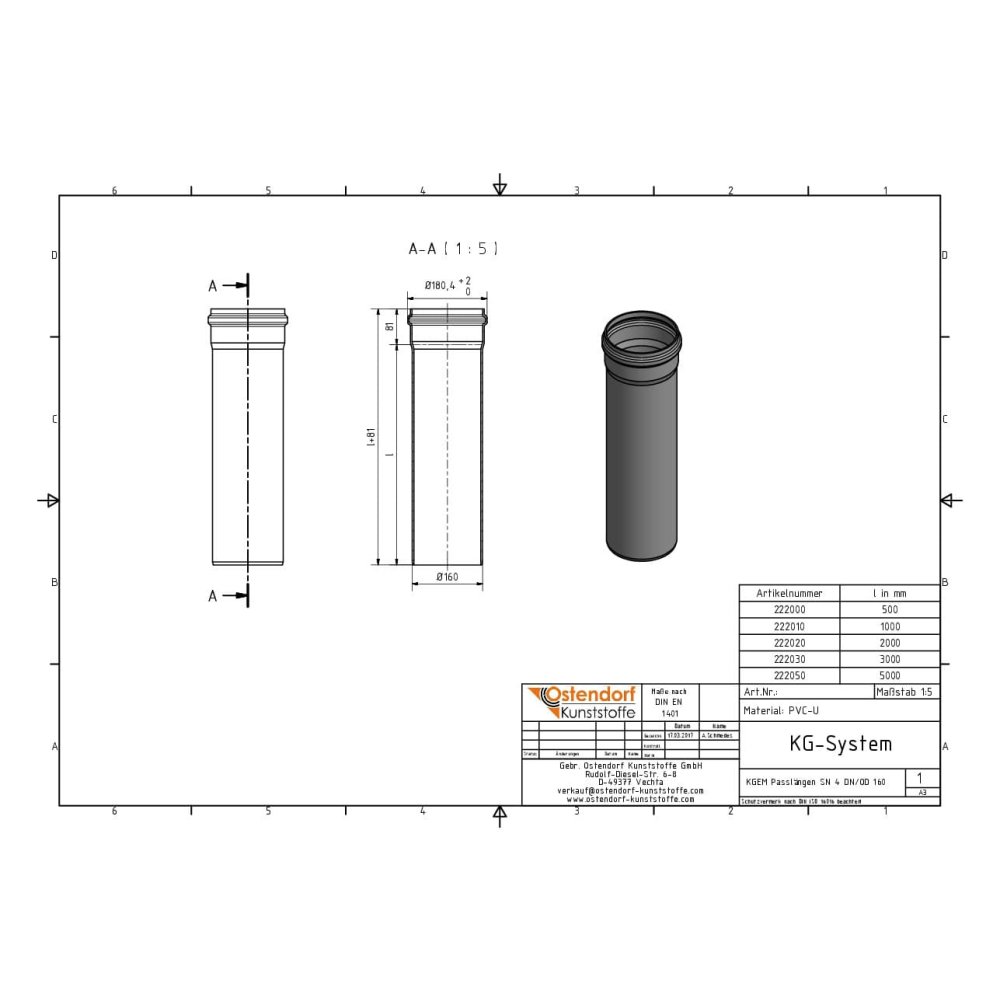 KGEM Pipe SN 4 DN/OD 160 x 1000 mm-1