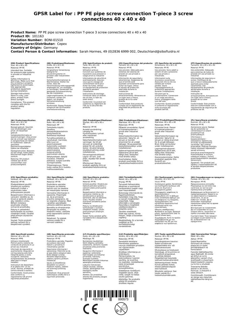 PP PE Rohr Verschraubung T-Stück 3 Verschraubungen 40 x 40 x 40-4