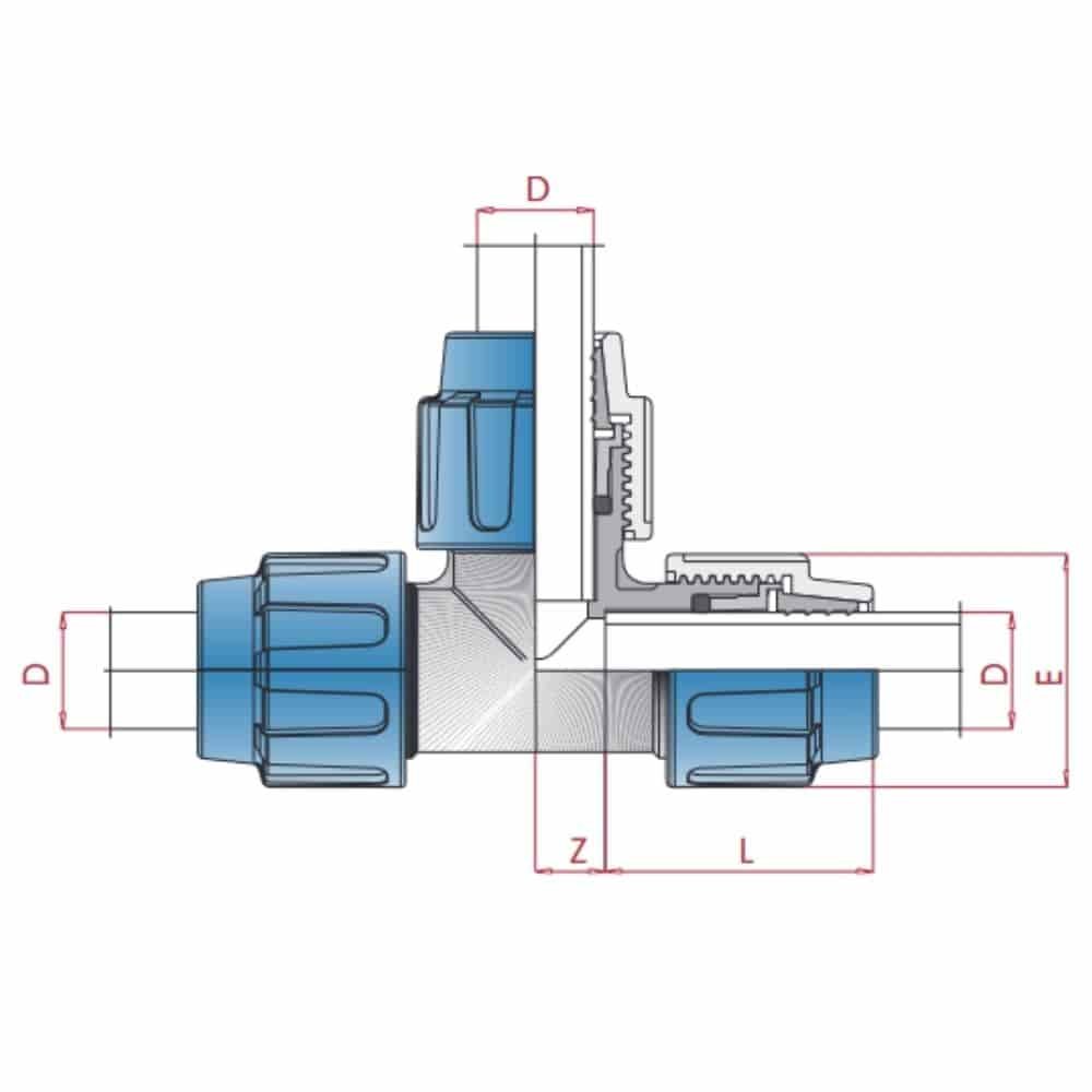 PP PE Pipe Fitting T-Piece 3 Connections 40 x 40 x 40-0