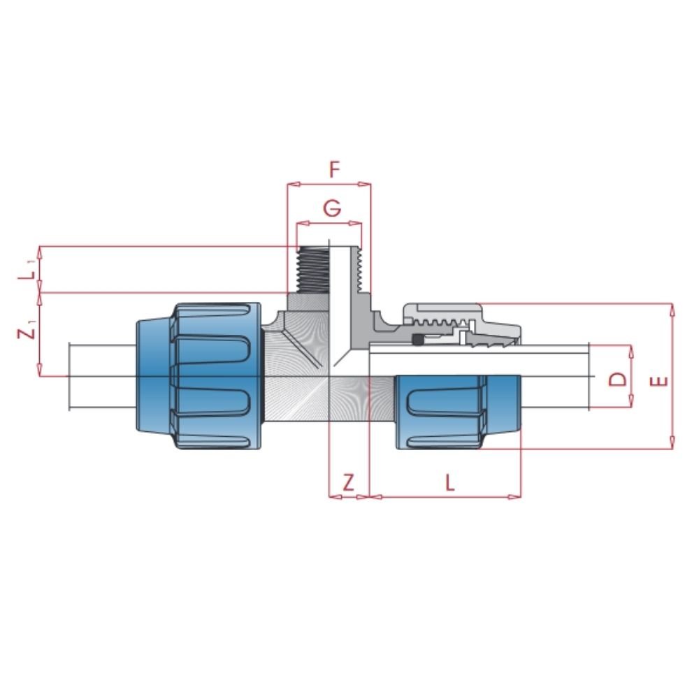 PP PE Pipe Fitting T-Piece 20 x 3/4" M x 20-0