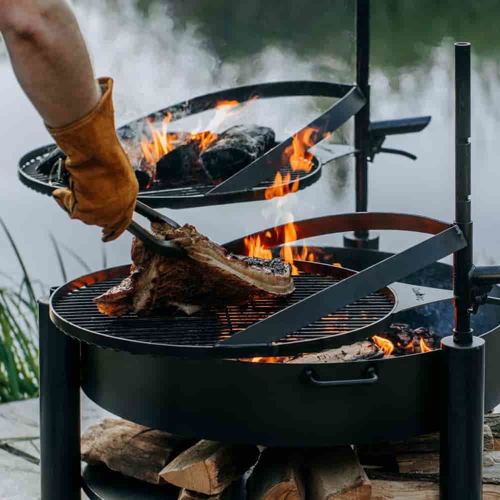 Multifunctional Fire Bowl "MONTANA X" + Grill Grate - made of Natural Steel-3