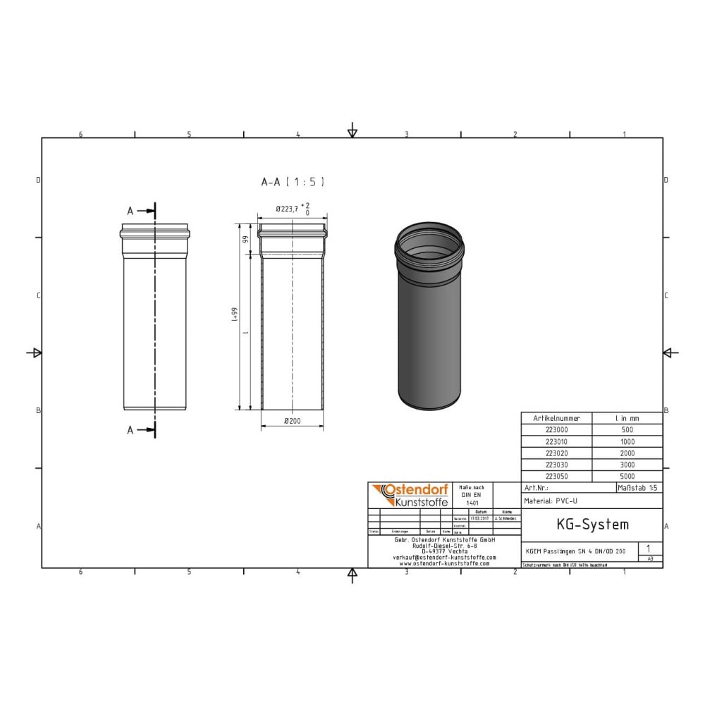 KGEM Pipe SN 4 DN/OD 200 x 1000 mm-1