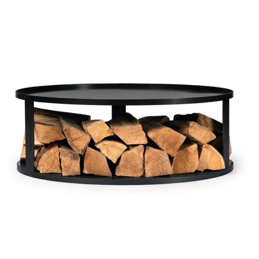 Fire Bowl Base Round 72 cm - with Wood Compartment-0