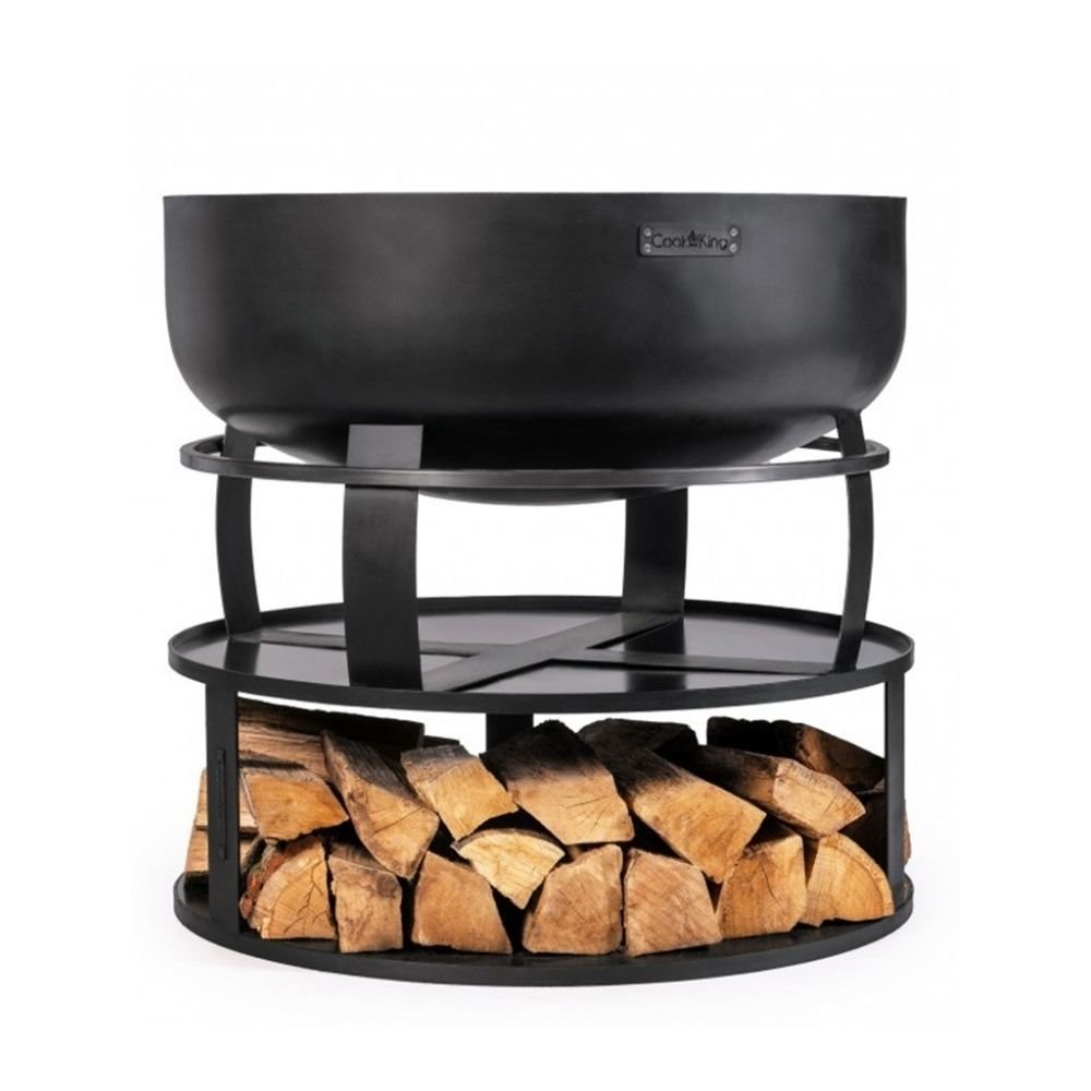 Fire Pit Base Round 82 cm - with Wood Compartment-1