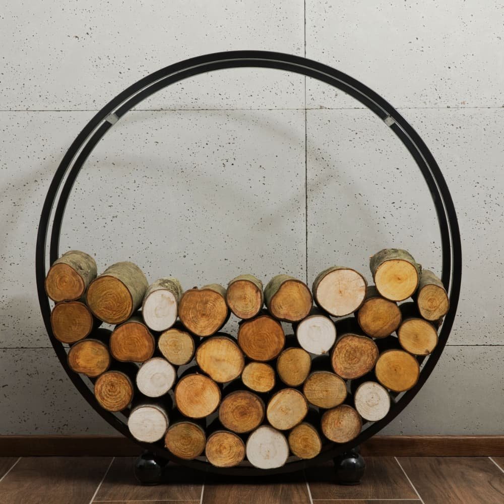 Firewood Rack "DAISY" 80 cm - made of natural steel-1