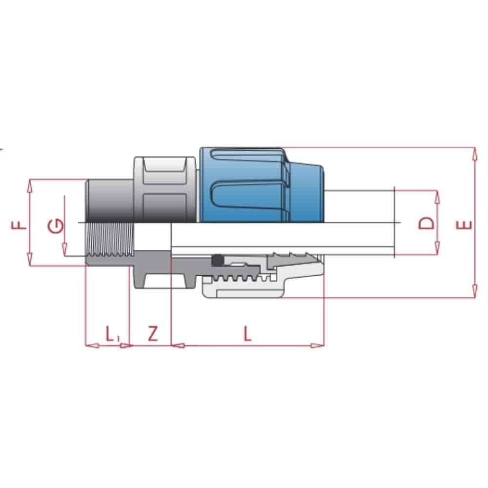 PP PE Pipe Fitting Coupling 25 x 3/4" IG-0