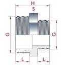 PVC - U Double Nipple Reduced Male Thread 2 1/2" x 1 1/2"-0