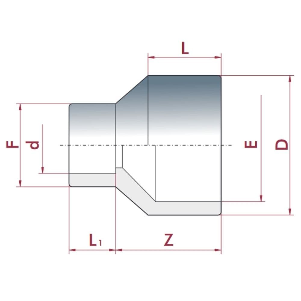 PVC-U Reduction long 50-40mm x 32 mm PN16-0