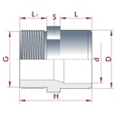 PVC-U Transition Socket x Male Thread 25-20mm x 3/4" PN10-0