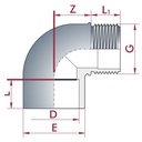 PVC-U 90° Elbow Socket x Male Thread 63 mm x 2" PN10-0