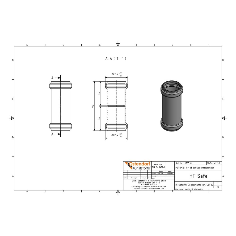 HTsafeMM Double Socket DN/OD 32-1