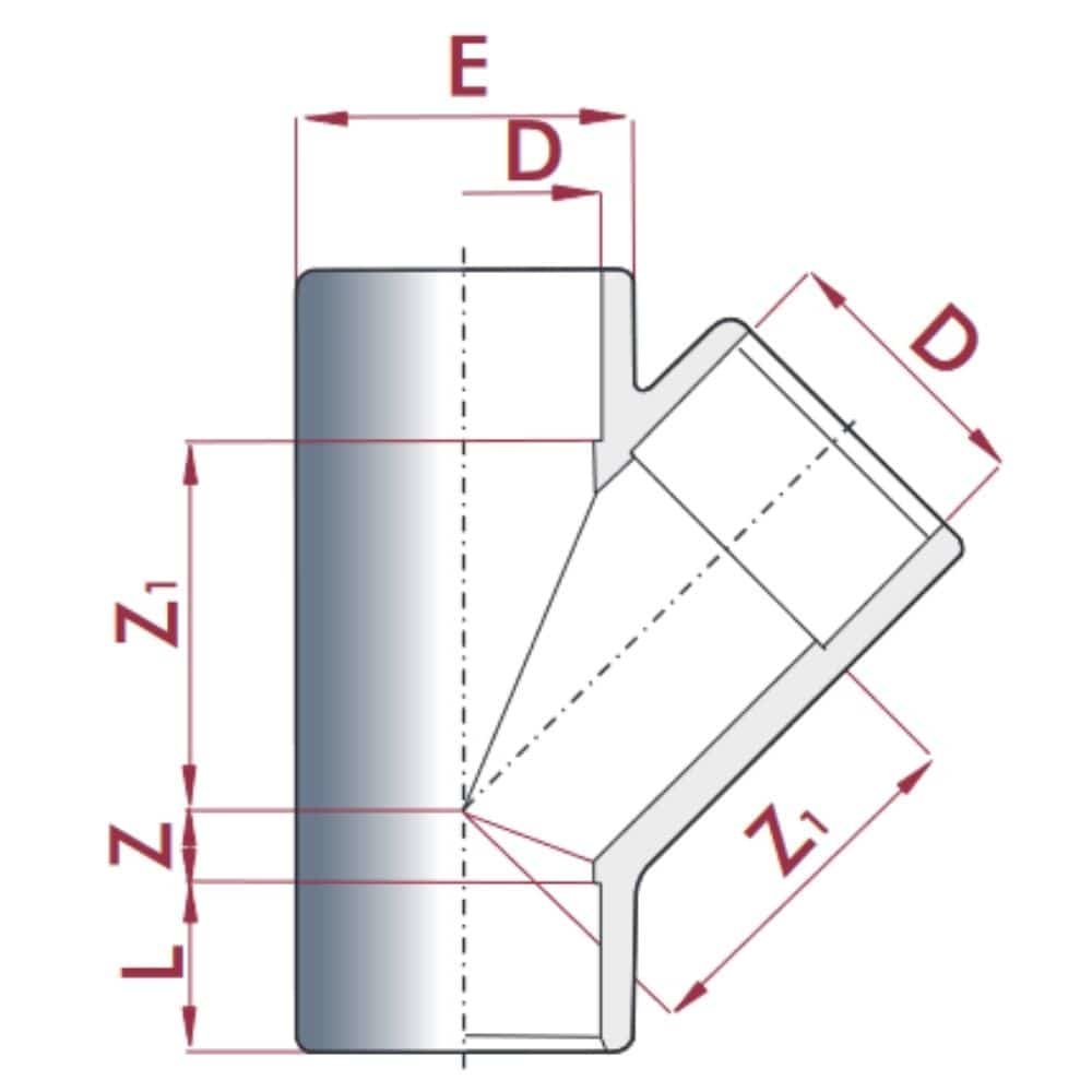 PVC-U 45°T-Piece Socket 63 mm PN10-0