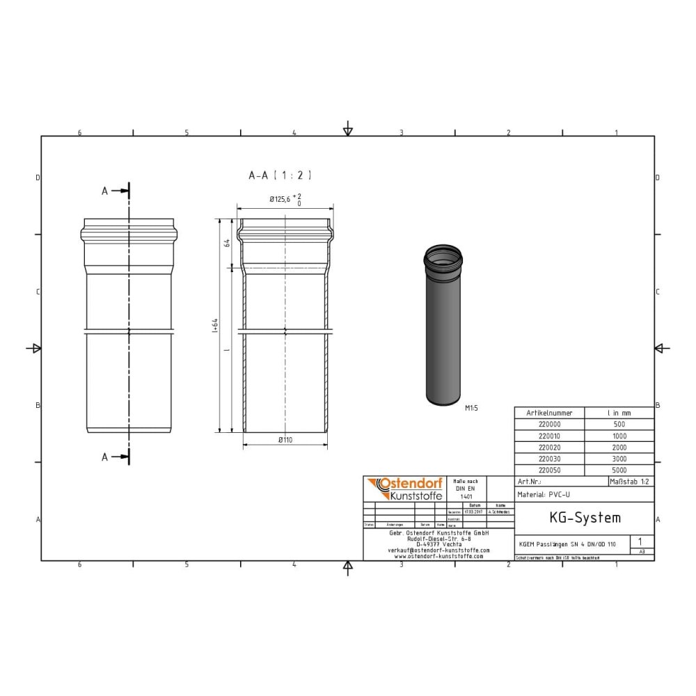 KGEM Pipe SN 4 DN/OD 110 x 1000 mm-1