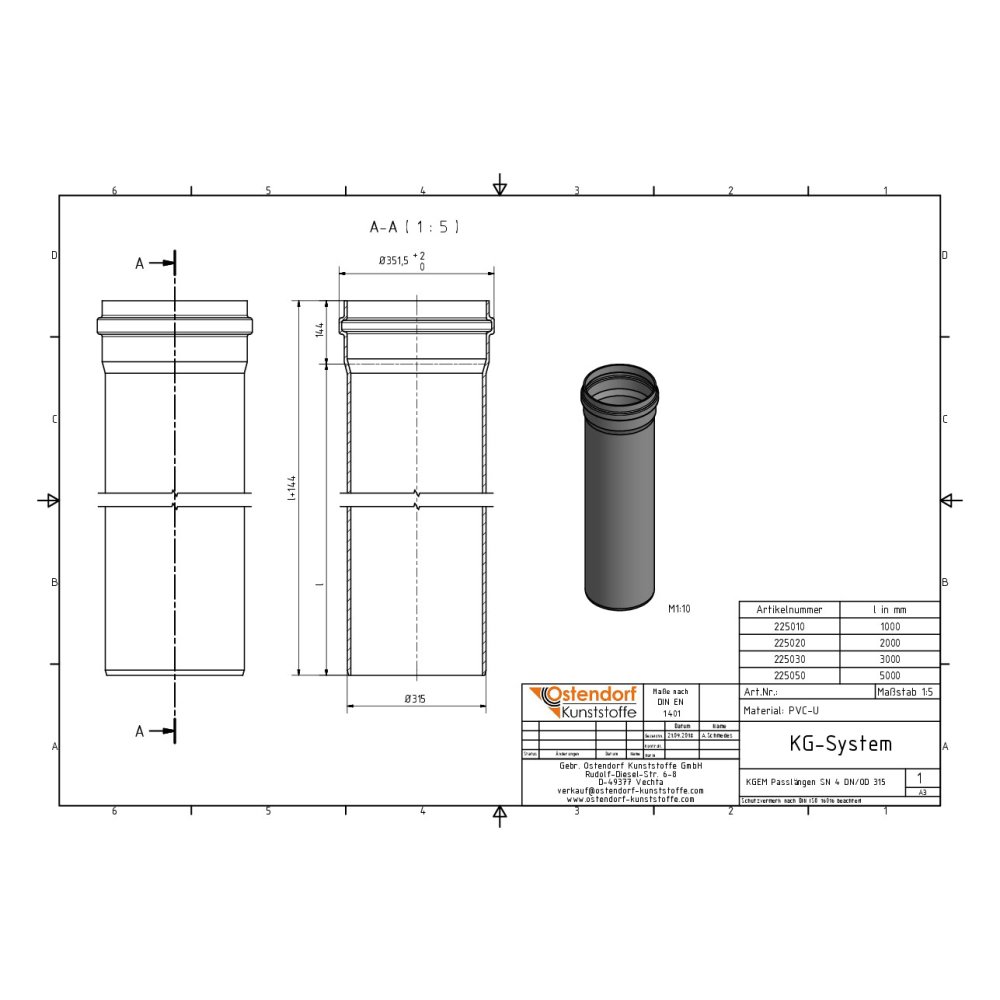 KGEM Pipe SN 4 DN/OD 315 x 1000 mm-1