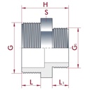 PVC - U Double Nipple Reduced Male Thread 3/4" x 1/2"-0