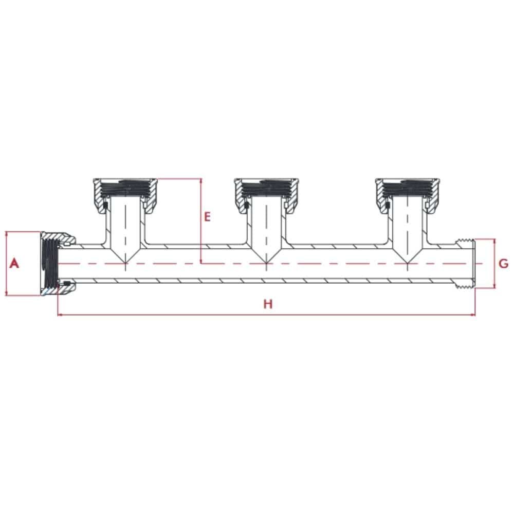 PVC Outlet Distributor 3 Connections 1-0