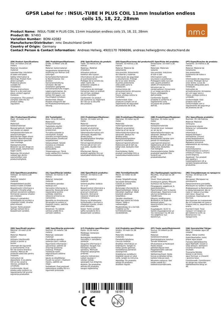 INSUL-TUBE H PLUS COIL 11mm insulation endless Coils 15, 18, 22, 28mm-0