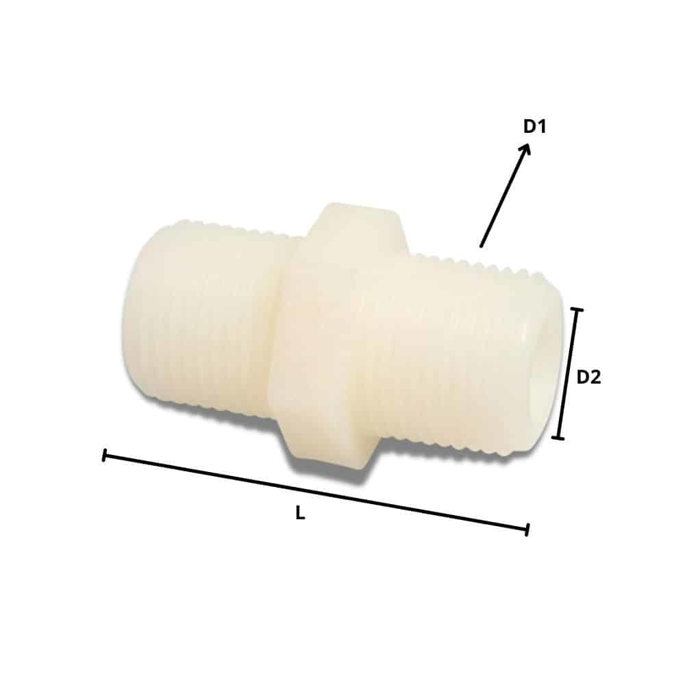 Hose Connector Plastic Double Nipple 1/2"-0