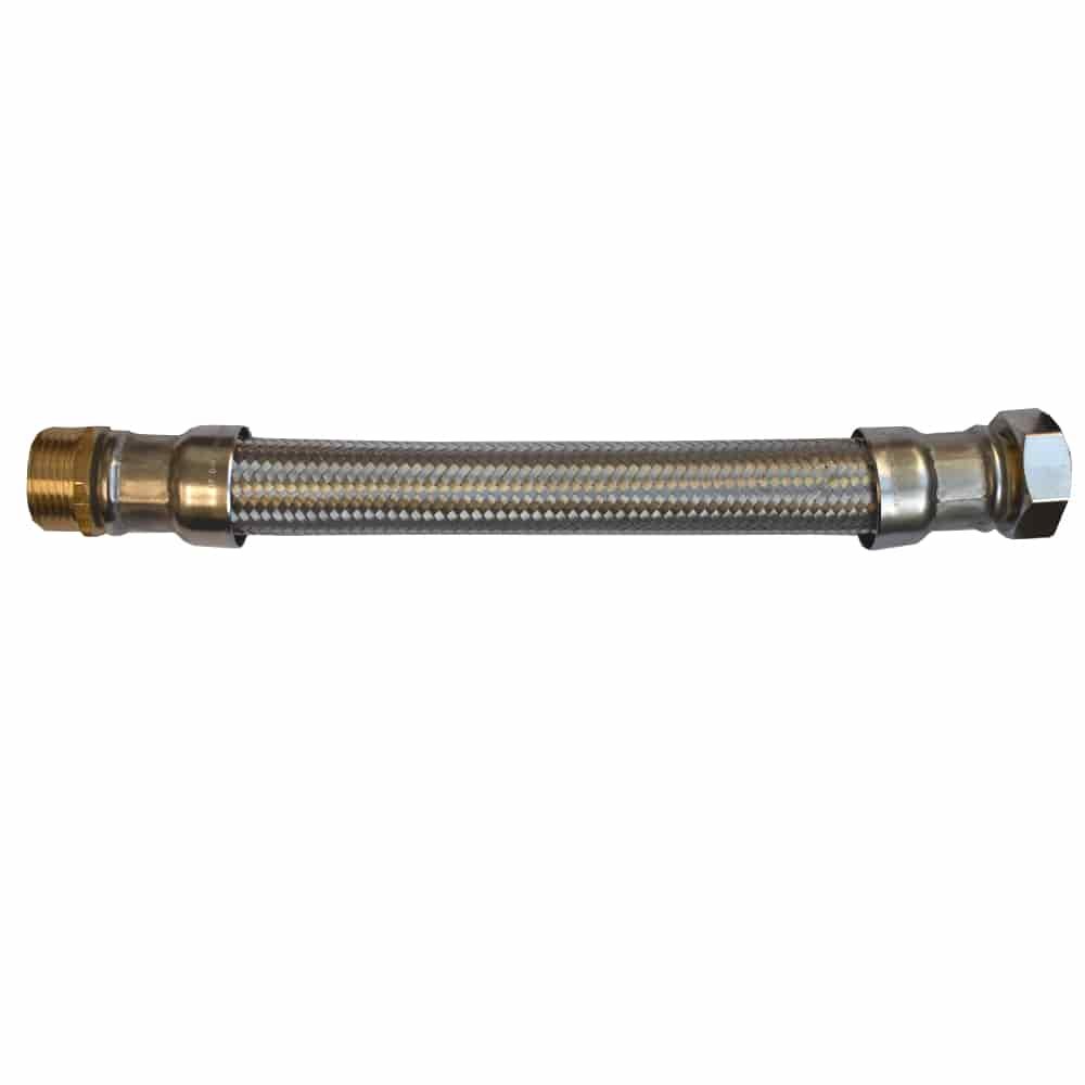 DN25 DVGW armored hose with stainless steel braiding 1" male thread x 1" union nut 800 mm