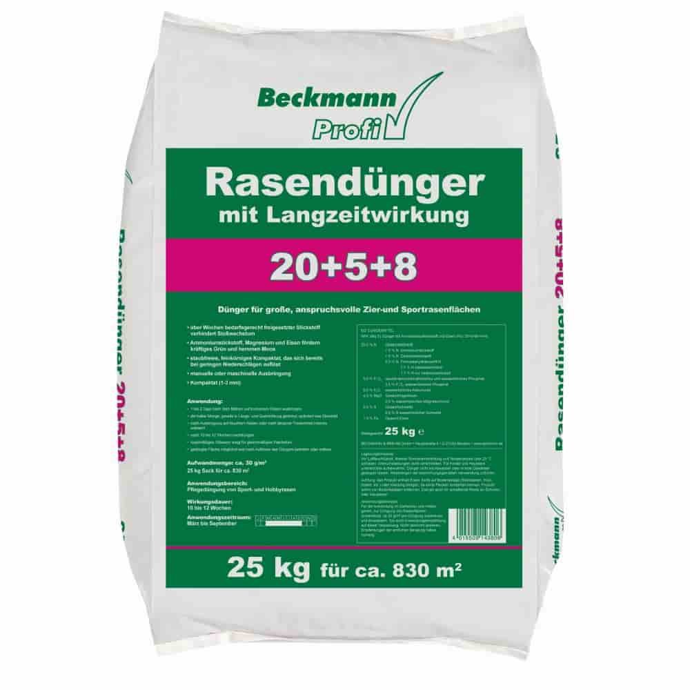 25 kg Lawn Fertilizer with Long-Term Effect 20+5+8 Beckmann for approx. 830m²