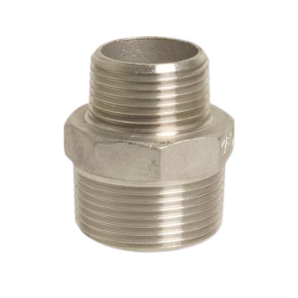 Threaded Fitting Stainless Steel Reducing Nipple 1 1/2" Male x 1 1/4" Male