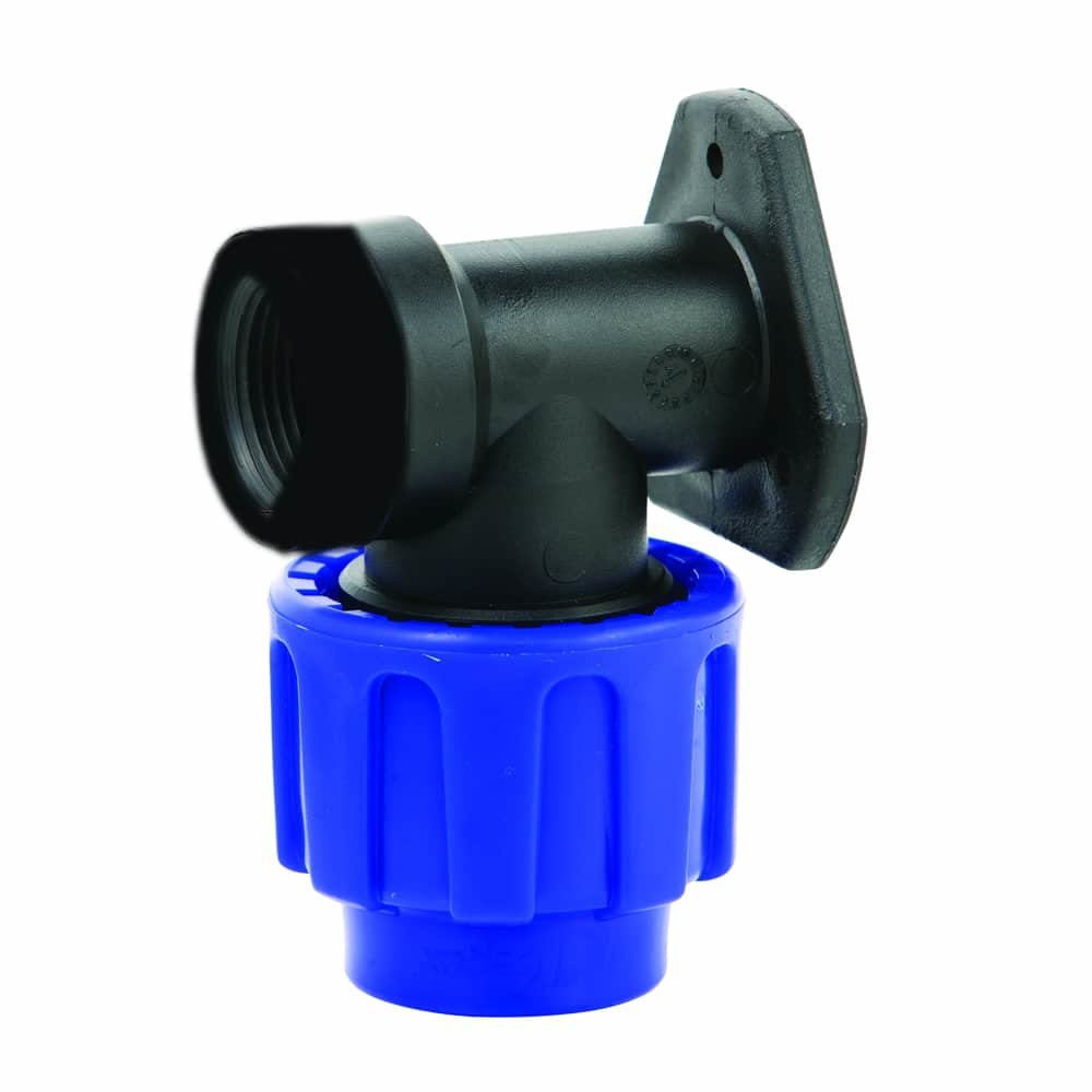 PP PE Pipe Fitting 90° Wall Bracket 25 x 3/4" F