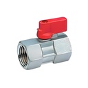 Mini Ball Valve Brass with Red Handle, 1/2" Female x 1/2" Female