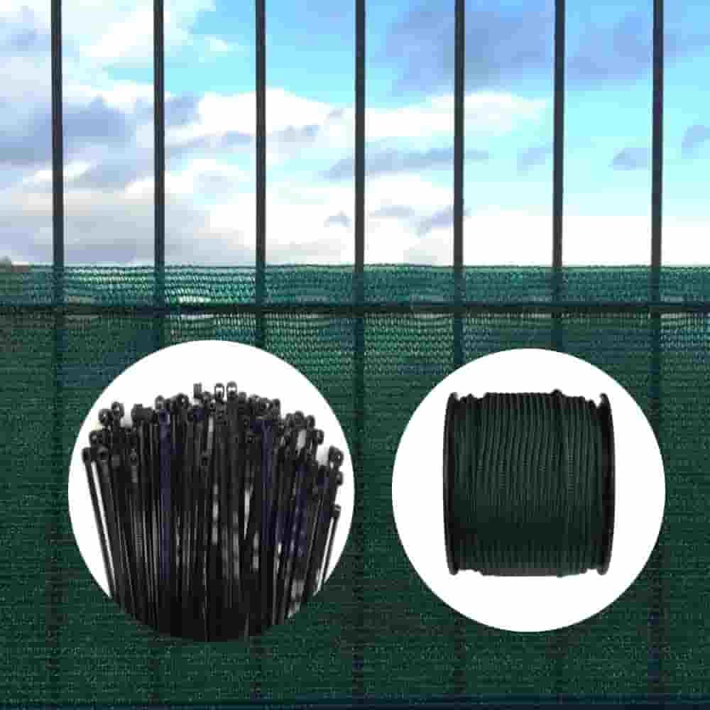 Wind and Privacy Protection Net incl. Fastening Material 1.5 m Width x 10 Meter Green Cord