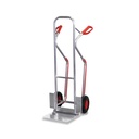 Aluminum Stacking Trolley 200 kg with Folding Shovel Glide Skids Pneumatic Tires 550 x 640 x 1300 mm