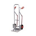 Aluminum Stacking Trolley 200 kg with Folding Shovel Sliding Skids Solid Rubber Tires 550 x 640 x 1300 mm