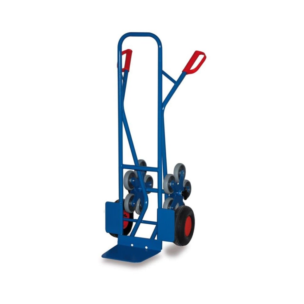 Stair Hand Truck 200 kg with 2 Five-Spoke Wheel Stars Pneumatic Tires 610 x 675 x 1310 mm