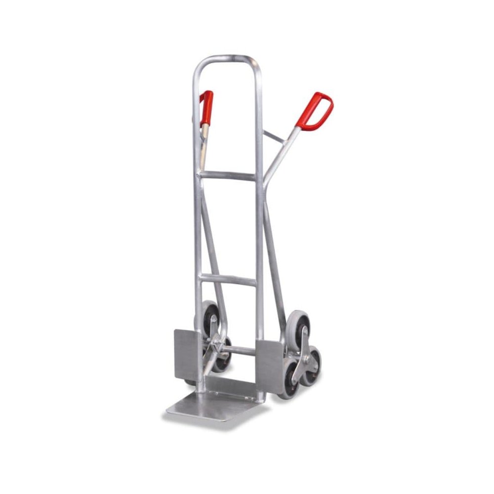 Aluminum Stair Trolley 200 kg with 2 three-armed wheel stars thermoplastic rubber 610 x 630 x 1310 mm