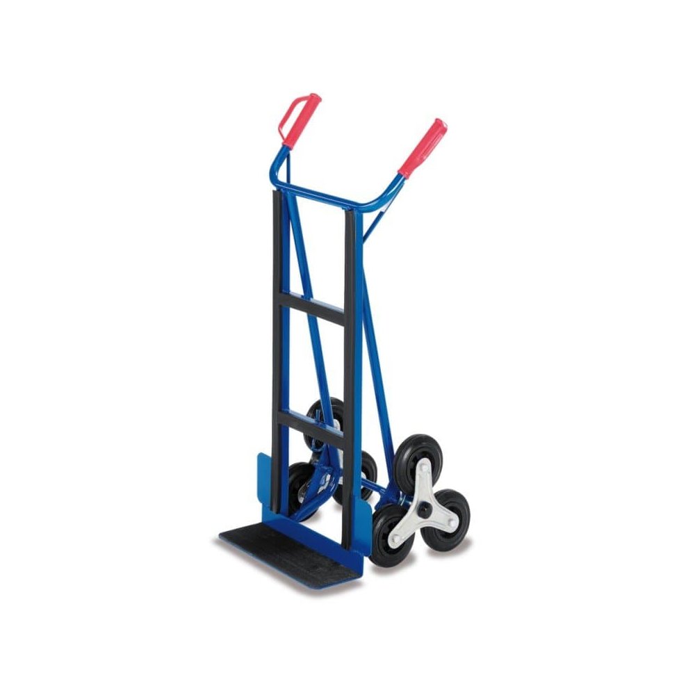 Steel Tube Hand Truck 250 kg with 2 three-arm wheel stars thermoplastic rubber 640 x 525 x 1155 mm