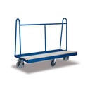 Trolley with wooden load bed, side bar height 915 mm, wheels in rhombic arrangement