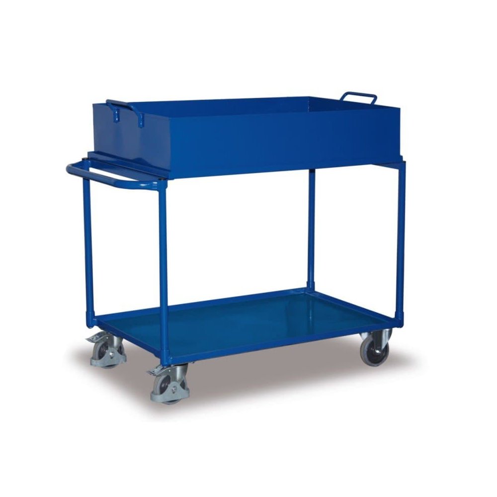 Table trolley with 2 shelves and removable steel tray + EasySTOP