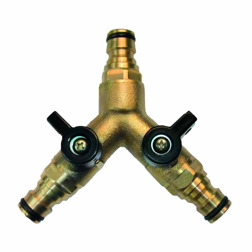 Brass Plug-in System 3 Way Y with Shut-off Valve