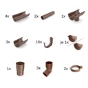 Set Rain Gutter 8m Brown System 100