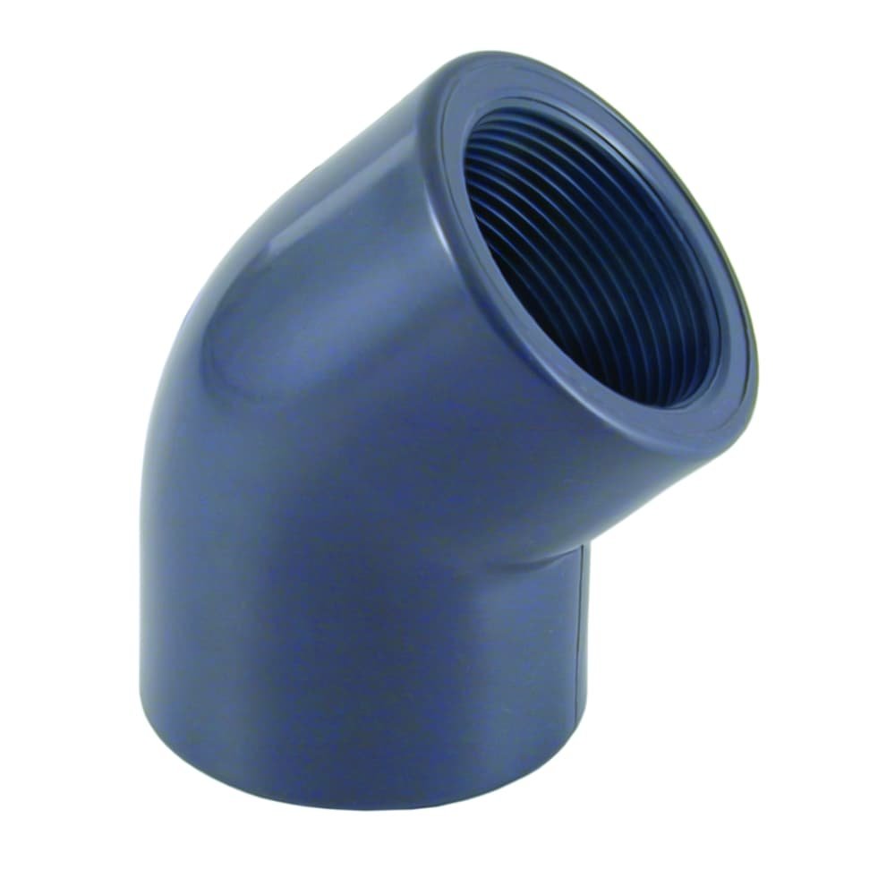 PVC-U 45° Elbow Socket x Female Thread 50 mm x 1 1/2" PN10