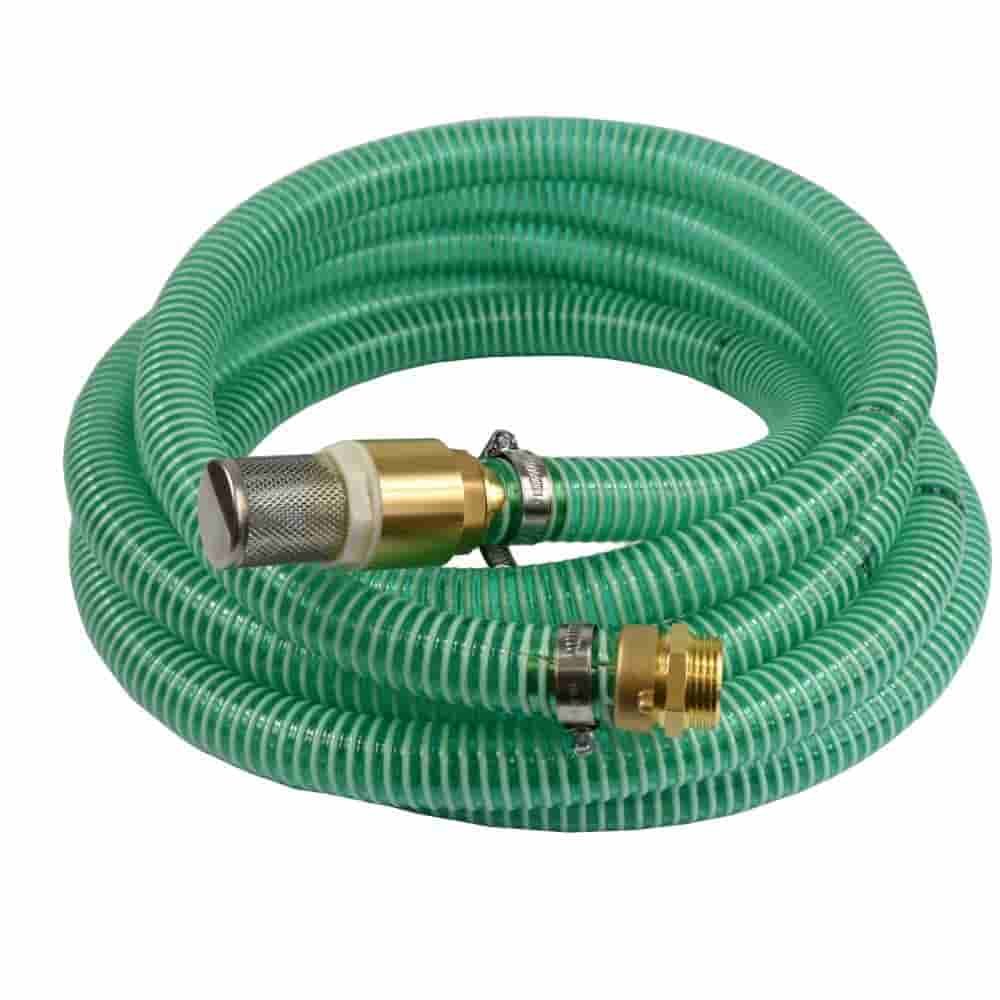 1"/25mm Suction + Pressure Hose with Strainer, Check Valve + 1" Male Double Nipple 6m