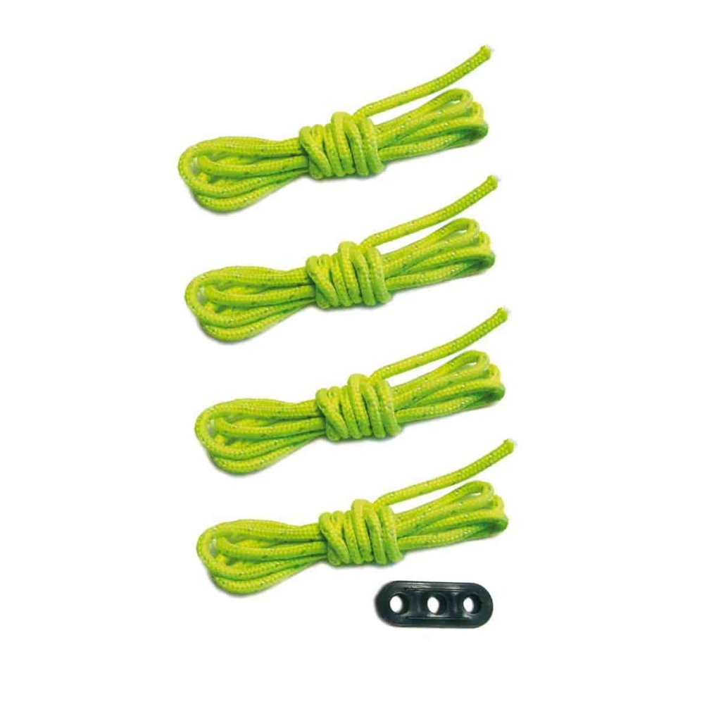 4x Guy Ropes, approx. 3 m x Ø 3 mm, Three-Hole Tensioner with Light Effect