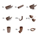 Set Rain Gutter 10m Brown System 75