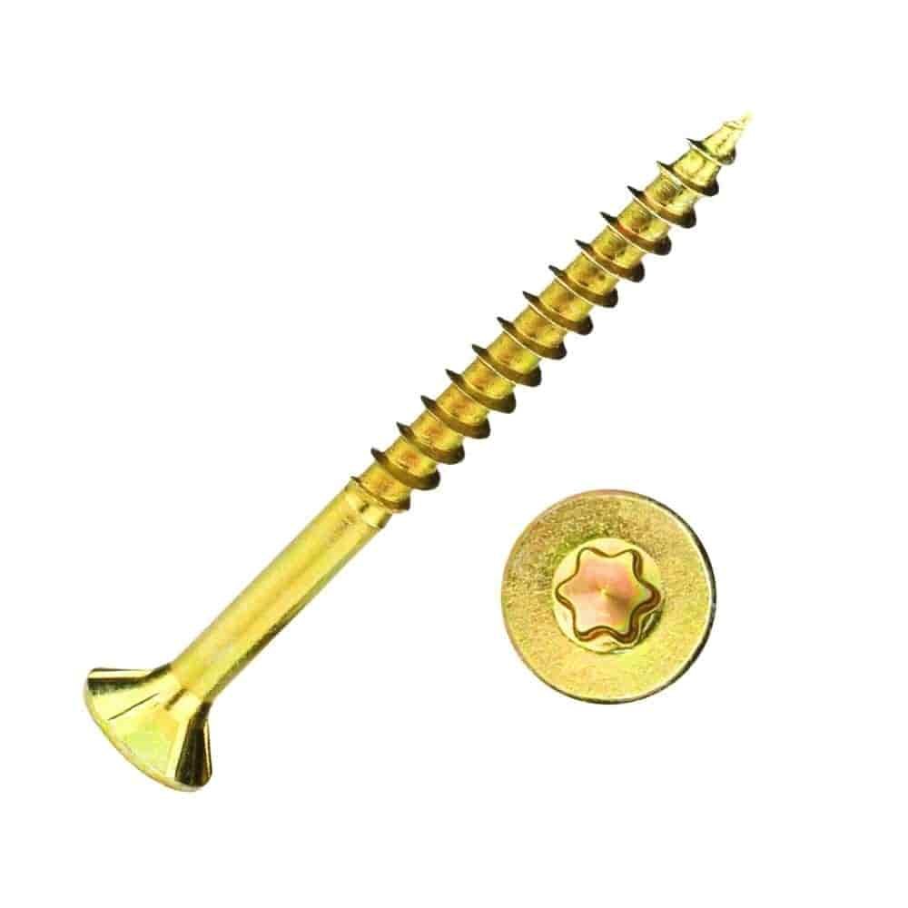 Chipboard screws 6.0 x 200 mm 100 pieces with I-star, countersunk head, partial thread and milling ribs under the head