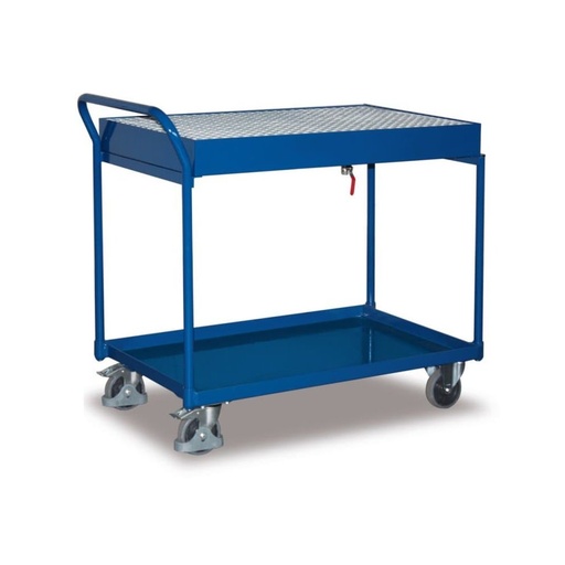 [BONI-sw-600.505] Table trolley with 2 levels, galvanized grid with drip tray + EasySTOP