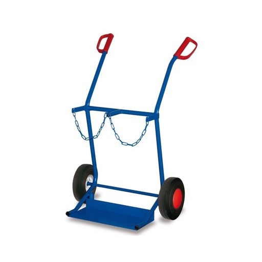 [BONI-fk-1100] Steel bottle cart for 2 steel bottles with 20l capacity solid rubber tires 710 x 570 x 1110 mm