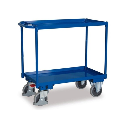 [BONI-sw-500.510] Table cart with 2 levels, tray edge 40 mm high + EasySTOP