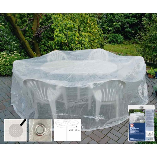 [BONI-79274K] Protective cover transparent round seating group, approx. 320x93